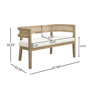 English Elm 47.5" Hand-woven Rattan Loveseat with Open Weave Back and Cushioned Two-seat Comfort Beige,Natural Ash N771P381036A