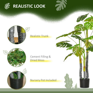 English Elm HOMCOM Realistic 4FT Monstera Tree in Nursery Pot, 924 Lifelike Leaves, Durable Outdoor/Indoor Decor W2225P217283