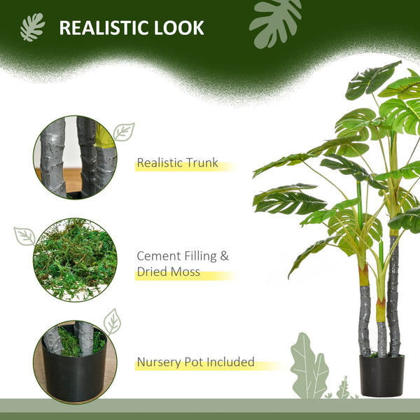 English Elm HOMCOM Realistic 4FT Monstera Tree in Nursery Pot, 924 Lifelike Leaves, Durable Outdoor/Indoor Decor W2225P217283