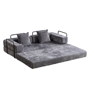 English Elm Floor Couch - Convertible Chenille Sofa Bed With Plush Back Support, Ideal For Living Rooms & Dorms W3723P344039