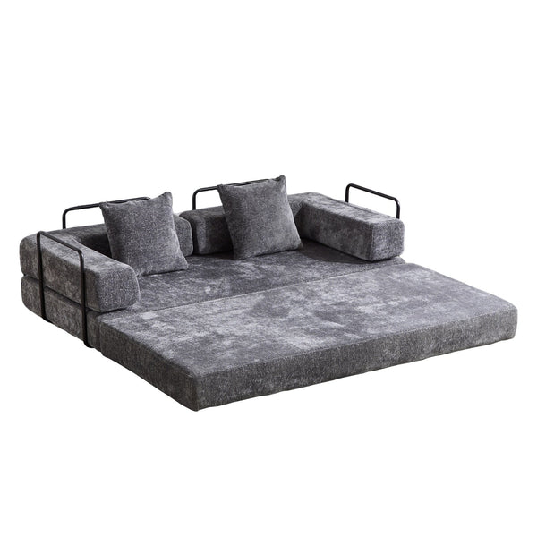 English Elm Floor Couch - Convertible Chenille Sofa Bed With Plush Back Support, Ideal For Living Rooms & Dorms W3723P344039