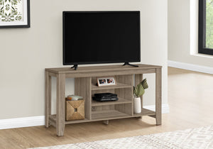 English Elm Tv 48 Inch Taupe Console TV Stand with Adjustable Shelves, Wire Management, Space-Saving Media Center B2710P219324