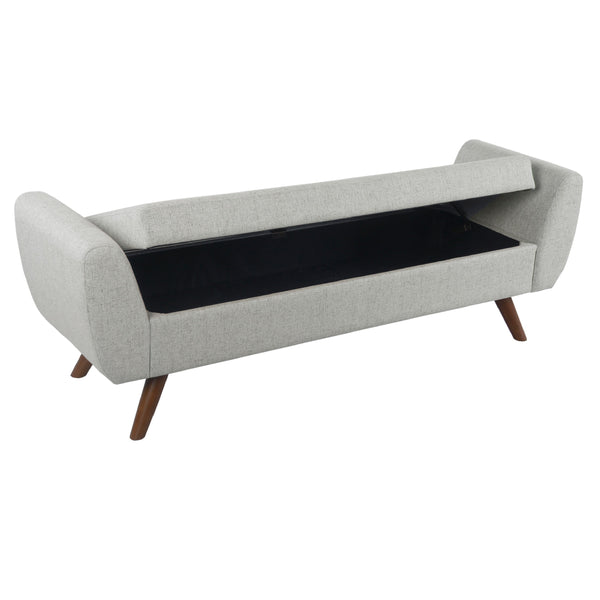 English Elm Rae Woven Fabric Storage Bench Ottoman with Arms and Walnut Legs for Bedroom B056P412631