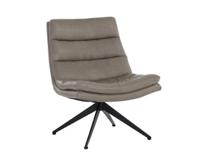Sunpan KELLER Swivel Lounge Chair in Missouri Stone Leather - Mid-Century Modern Comfort & Style 108722