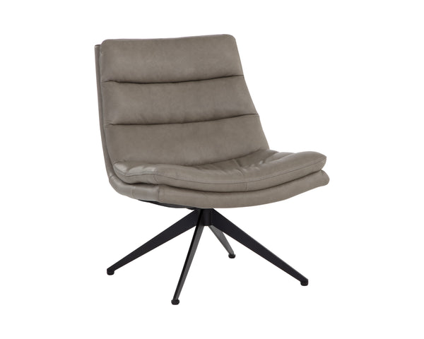 Sunpan Keller Swivel Lounge Chair - Luxurious Mid-Century Modern Design with Genuine Italian Leather Comfort Missouri Stone Leather