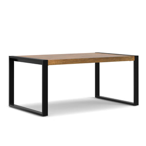 English Elm McKenzie Solid Mango Wood Dining Table Light Tobacco Finish with Black Iron Legs, 66"x40" Rustic Modern B136P203503