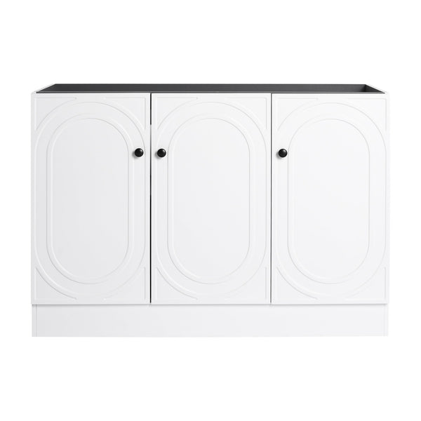 English Elm 48" Modern Freestanding Bathroom Vanity with Integrated Basin, Adjustable Shelf & 3 Metal Handles White W999P241069