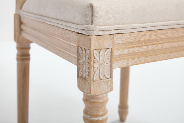 English Elm French Country Dining Chairs Set Of 2, Elegant Upholstered Rattan Back For Dining & Living Spaces W3426P324535