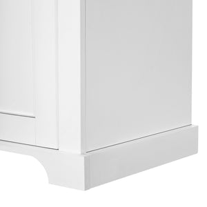 English Elm 67.2" Tall Bathroom Storage Cabinet with Tempered Glass Doors, Adjustable Shelves, Soft-Close Hinges and Anti-Tip Safety White N729P310006K
