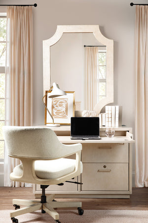 Hooker Furniture Marlowe White Oak Executive Desk with Cable Management and Locking File Storage 22.00L x 42.00W x 30.00H 6420-10412-80