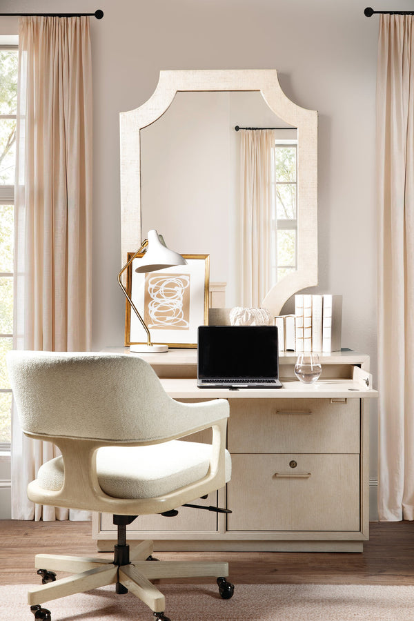 Hooker Furniture Marlowe White Oak Executive Desk with Cable Management and Locking File Storage 22.00L x 42.00W x 30.00H 6420-10412-80