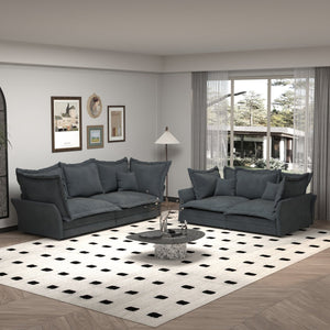 English Elm 90.55" Deep Seat Velvet Sofa Couch with Removable Covers, Solid Wood Frame, 800lb Capacity, Grey W1885P246363