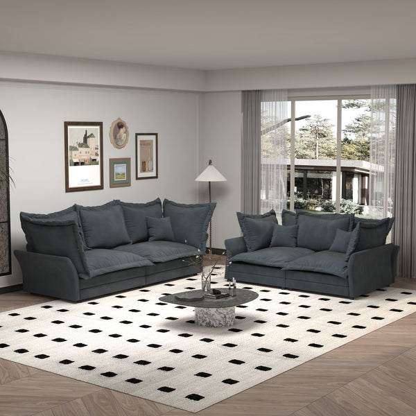 English Elm 90.55" Deep Seat Velvet Sofa Couch with Removable Covers, Solid Wood Frame, 800lb Capacity, Grey W1885P246363