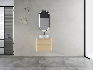 English Elm 24'' Sleek Wall-Mounted Bathroom Vanity With Ceramic Vessel Sink & Soft-Close Door For Small Spaces W999S00459