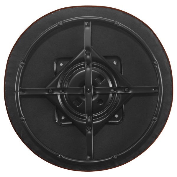 English Elm Resnick Burnt Orange Swivel Chair — Elegant Rounded Upholstered Accent Seat with Warm Wood Trim, Cozy Comfort and Style B062P358238