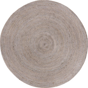 Unique Loom Braided Jute Dhaka Hand Woven Solid Rug Gray,  8' 0" x 8' 0"