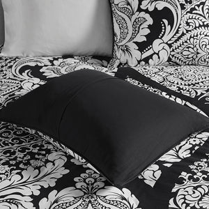 JLA Home Madison Park - 7 Piece Cotton Printed Comforter Set – Damask Sateen Luxury, OEKO-TEX Certified, Includes Pillows & Bedskirt (Breathable, Machine Washable) MP10-7955