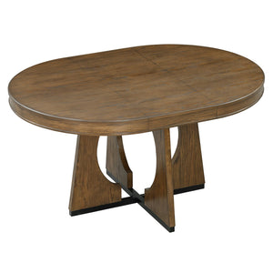 English Elm Trexm Extendable Round Dining Set Oak Veneer Sculptural Base Seats Four to Six Walnut ST000131AAP-2026