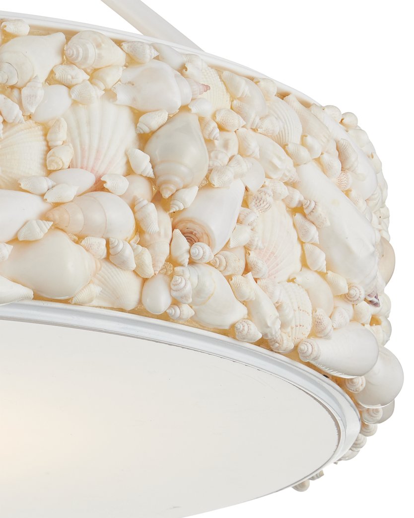 Currey & Company Turbinella Semi-flush Mount Light Fixture - Coastal Seashell Design With Led Diffuser For Ambient Glow Ivory Shells ,Wrought Iron ,Acrylic 9000-1324-currey-company