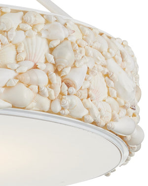 Currey & Company Turbinella Semi-flush Mount Light Fixture - Coastal Seashell Design With Led Diffuser For Ambient Glow Ivory Shells ,Wrought Iron ,Acrylic 9000-1324-currey-company