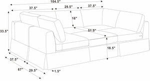 English Elm 6-Piece Upholstered Sectional Sofa - Reversible Modular Design, Family-Friendly Comfort & Style B343S00016