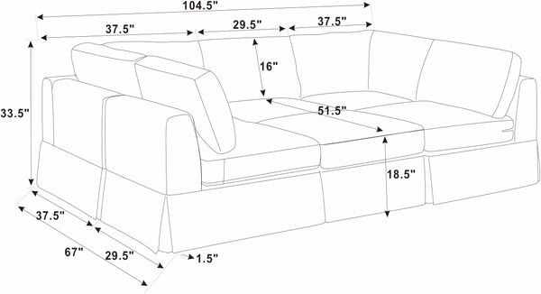 English Elm 6-Piece Upholstered Sectional Sofa - Reversible Modular Design, Family-Friendly Comfort & Style B343S00016