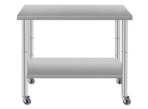 English Elm 36''*24'' Stainless Steel Kitchen Prep Table with Under Shelf Casters Commercial Grade W3167P303178