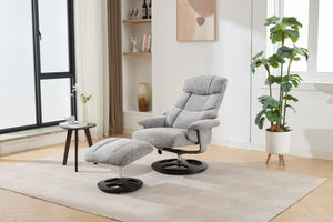 English Elm 010-Ergonomic Recliner Chair with Ottoman — 360° Swivel Lounge, Chenille Comfort, Heated Seat, Massage, Adjustable Backrest Grey W2636P262448