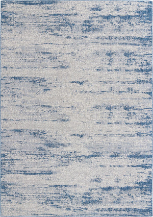Unique Loom Outdoor Modern Cartago Machine Made Abstract Rug Blue, Ivory/Gray 10' 0" x 14' 1"