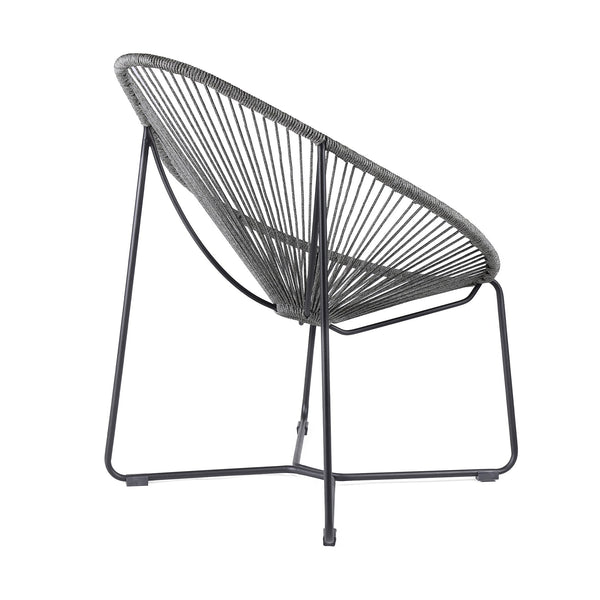 English Elm Lirren Steel Papasan Lounge Chair with Woven Rope Seat, Indoor/Outdoor Durable Design, No Assembly Required Gray B2736P354330