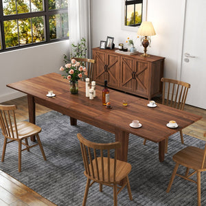English Elm Dining Extendable Table 106.5" Long Family Dining Table for Small Spaces Melamine Woodgrain Top Walnut W331S00180