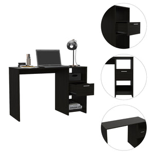 English Elm Arlington Computer Desk - Space-Saving, Stylish Workstation With Drawer & 2 Open Shelves Options B128P148859