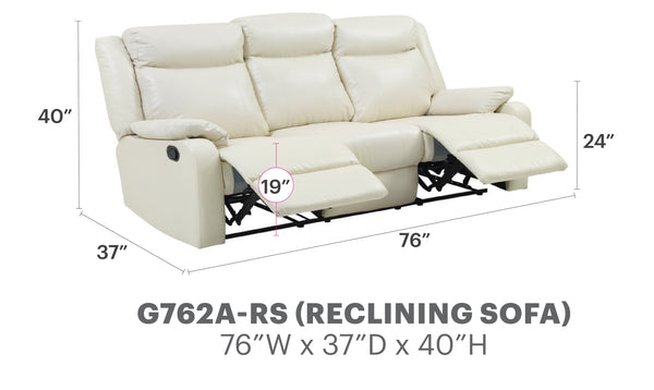 English Elm Ward G760A-RL Double Reclining Love Seat with Faux Leather, Removable Backs, Padded Arms, Cozy Comfort Off White 26 L x 76 W x 30 H B078108420