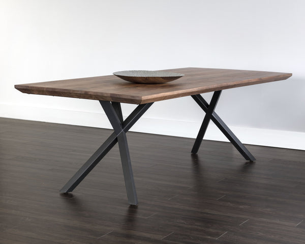 Sunpan Lark 94" Solid Acacia Wood Dining Table with Black Iron Base - Urban Style for Any Space!
