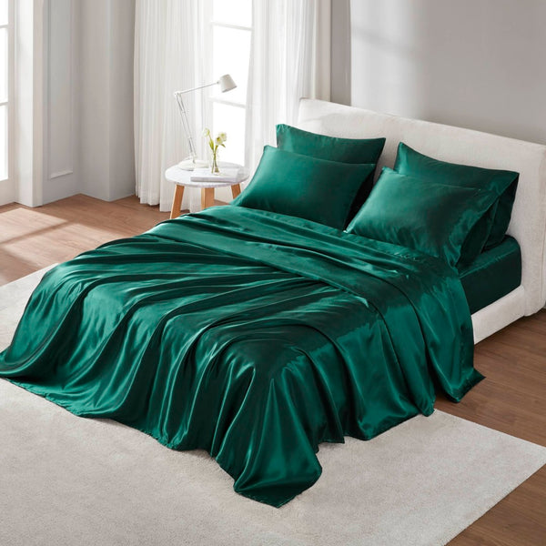 English Elm Satin Luxury Sheet Set For Queen Beds - Hypoallergenic, Silky Soft, Wrinkle-Resistant Comfort! B035P294195-GIGA