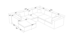 English Elm Coffee Bean Basket Weave Modular Sectional Foam Compressed with Toss Pillows Included Dark Gray B2748S00080