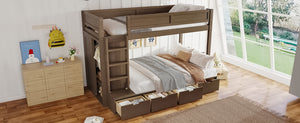 English Elm Twin Triple Bunk Bed Metal L-shaped Frame Sleeps Three Kids White Finish Brown W1580S00644