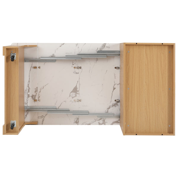 English Elm K&K Modern Extendable 59.5" Kitchen Island with Double-Sided Storage, Power Outlet & Casters Natural N707S000017Y