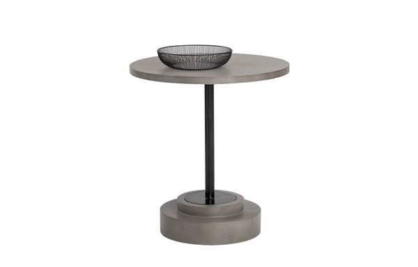 Sunpan Marlowe 27.5" Round Bistro Table with Concrete Top and Stylish Steel Frame for Indoor & Outdoor Use Black / Grey