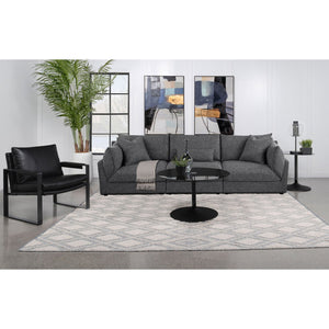 English Elm Tomasina Modern Barely Black 3-Piece Sofa with Plush Cushions, Padded Arms & Accent Pillows for Cozy Lounging and Stylish Modular Seating (115"W) B062S01276