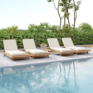 English Elm Lounge Chaise Outdoor Acacia Wood Slatted Frame with Water Resistant Cushion Resort Style N770P442L317C