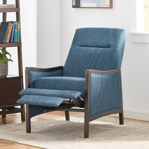 English Elm Christopher Knight Home® - Fabric Recliner Chair Mid-Century Push-Back Upholstered Armchair with Thick Cushion and Birch Frame Navy Blue 70449.00