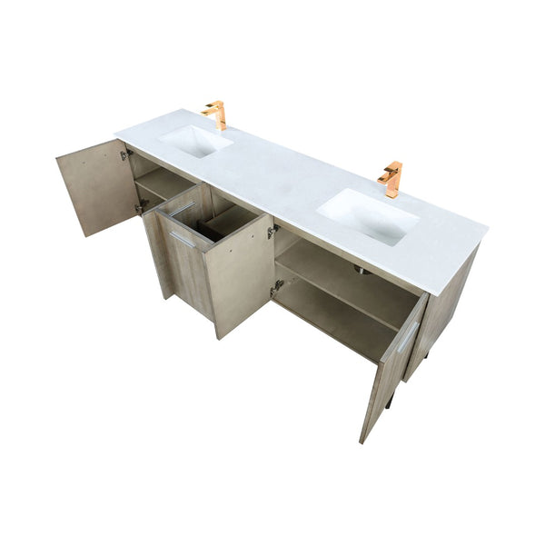 English Elm Rustic Acacia Double Bath Vanity 80" W X 20" D With Cultured Marble Top & Elegant Rose Gold Faucet Set B2731P259722-GIGA