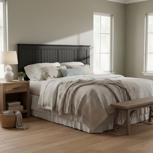 English Elm Wilton Window Pane King Headboard - Modern Farmhouse Black Wood Panel For Lasting Bedroom Style B050P395278-GIGA