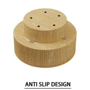 English Elm 29.53 Inch Round Mdf Coffee Table with Grooved Sides and Concealed Storage for Living Rooms W2189P320662