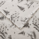 Woolrich Cotton Flannel Lodge/Cabin Sheet Set WR20-3989 Gray Deer Toile