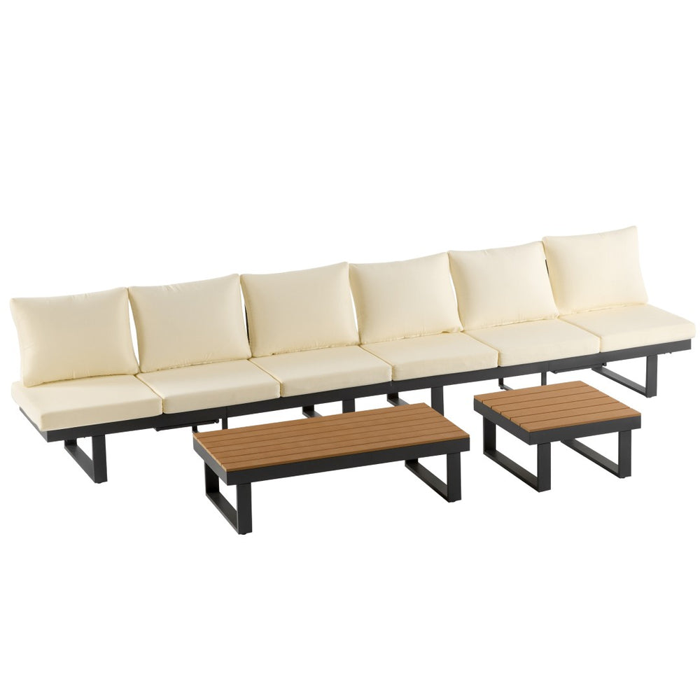 English Elm Outdoor Sectional Sofa Set - Stylish Modular Patio Seating With Adjustable Recline & Storage Solutions N719Z000170A-GIGA