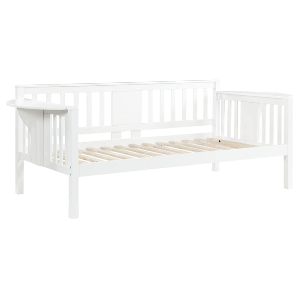 English Elm Albany Twin Daybed with Drop-Down Side Tables, White Wood Slat Design for Teens, Office & Guests B062P358373