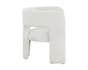 Sunpan Isidore Lounge Chair - Contemporary Comfort with Curved Backrest and Chic Boucle Fabric Design Copenhagen White