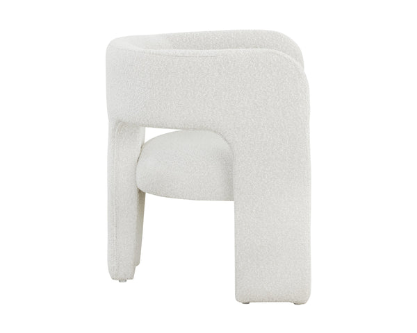 Sunpan Isidore Lounge Chair - Contemporary Comfort with Curved Backrest and Chic Boucle Fabric Design Copenhagen White